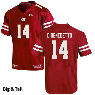 Men's Wisconsin Badgers NCAA #14 Jordan DiBenedetto Red Authentic Under Armour Big & Tall Stitched College Football Jersey EI31H02FE